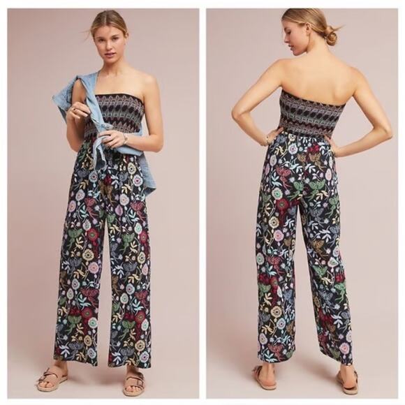 Anthropologie One September Crisfield Floral Strapless Jumpsuit Women's Medium - Picture 1 of 7